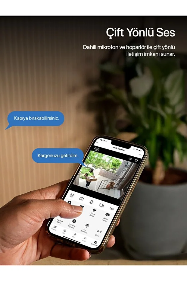 Akıllı Güvenlik Kamerası PTZ Wi-Fi 350° IP65 Mobil Kontrol IP65 Çift Yönlü Ses Siren ve Led 
